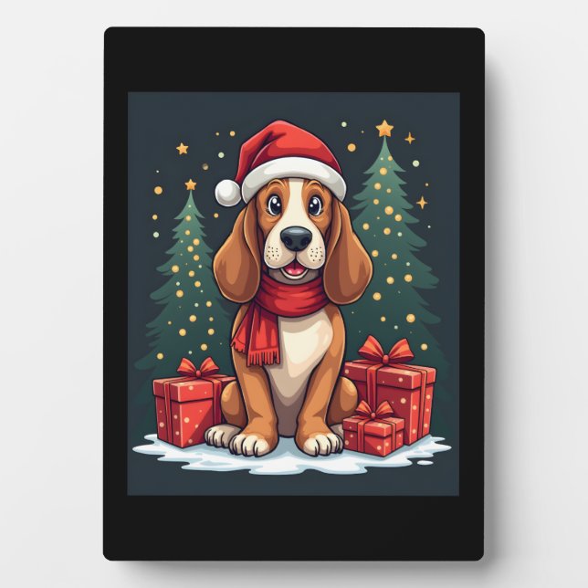 Basset Hound Hund Weihnachten Party Santa Dog Love Fotoplatte (Vorderseite)