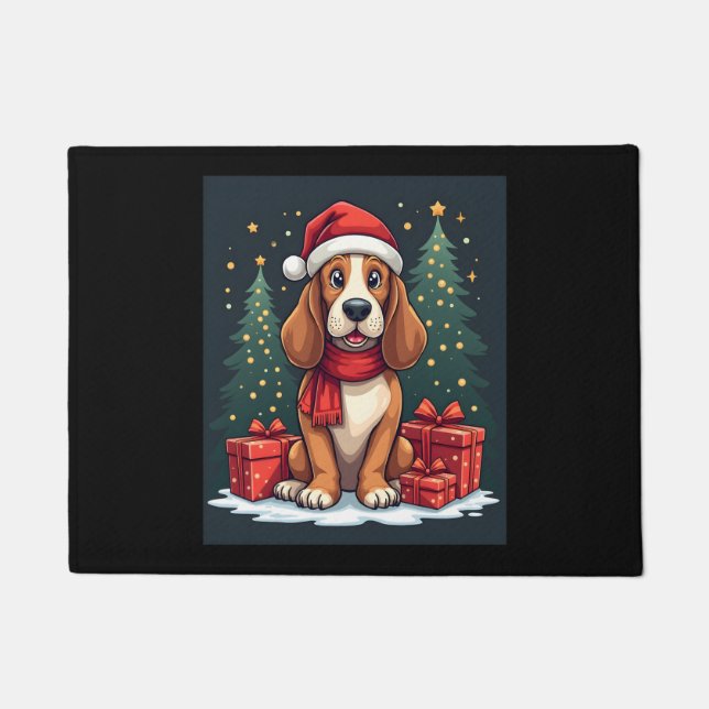 Basset Hound Hund Weihnachten Party Santa Dog Love Fußmatte (Vorderseite)