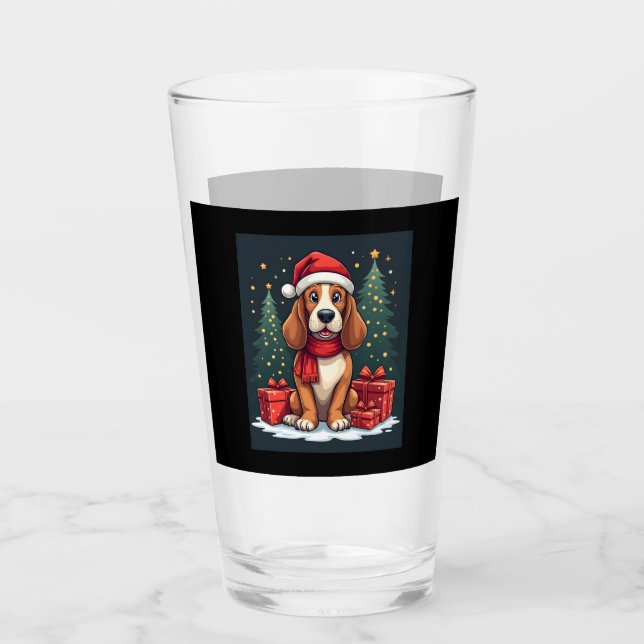 Basset Hound Hund Weihnachten Party Santa Dog Love Glas (Vorderseite)