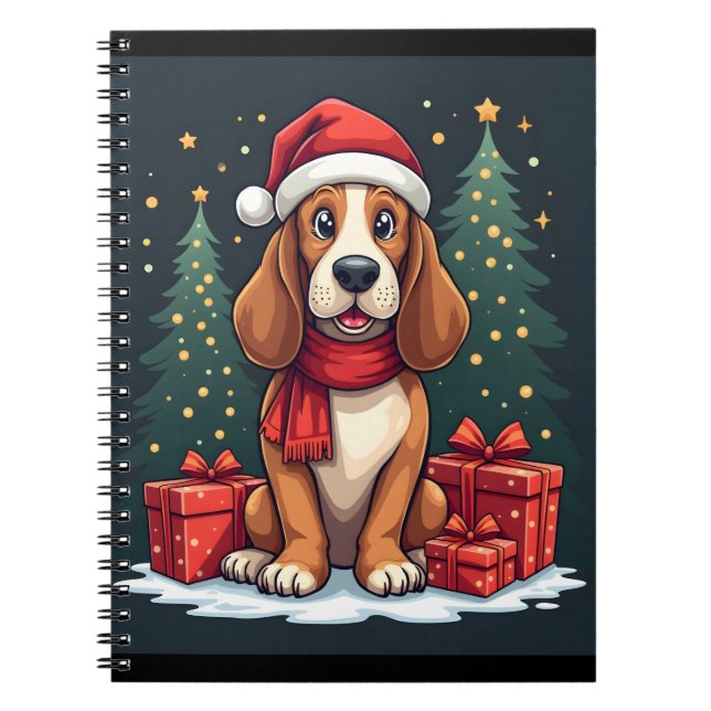 Basset Hound Hund Weihnachten Party Santa Dog Love Notizblock (Vorderseite)