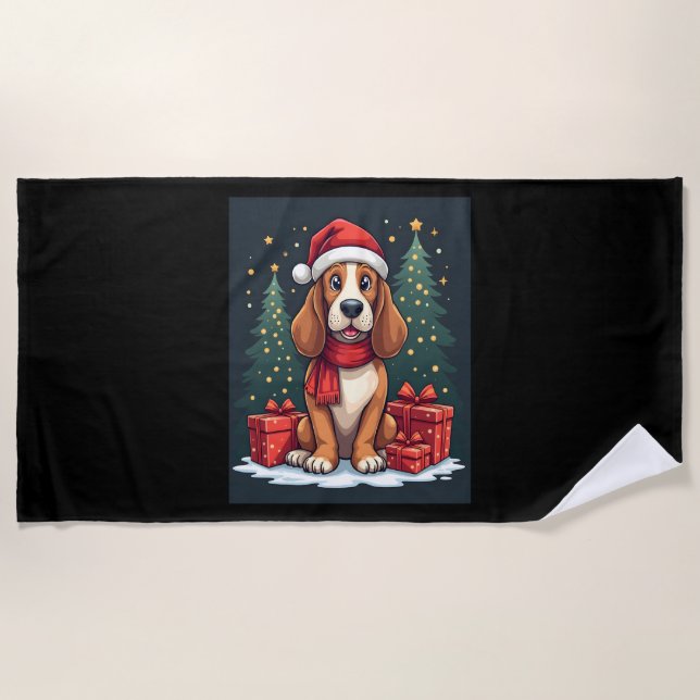 Basset Hound Hund Weihnachten Party Santa Dog Love Strandtuch (Vorderseite)