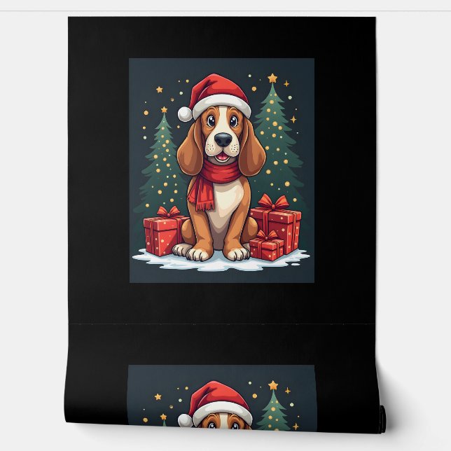 Basset Hound Hund Weihnachten Party Santa Dog Love Tapete (Abrollen)