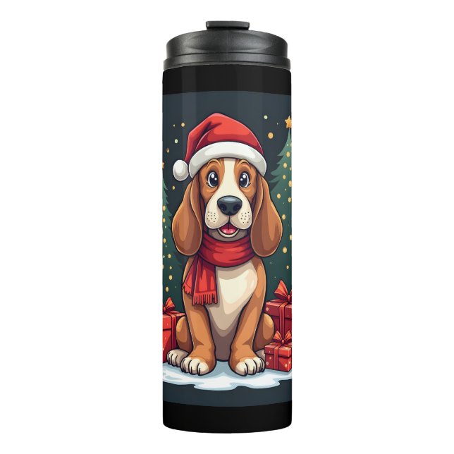 Basset Hound Hund Weihnachten Party Santa Dog Love Thermosbecher (Vorderseite)