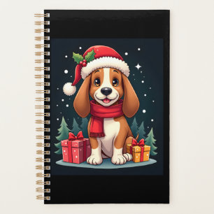 Basset Hound Hund Weihnachts-Outfits Santa Hut Hun Planer
