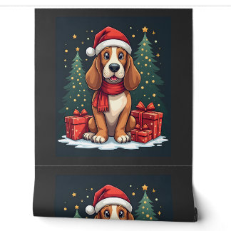 Basset Hound Hund Weihnachtsfeiern Santa Hunde Lie Tapete