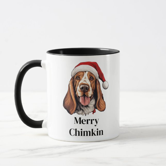 Basset Hound Hund Weihnachtsmannmütze Weihnachten Tasse (Links)