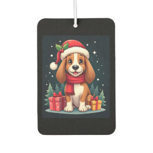 Basset Hound Hund WeihnachtsOutfits Weihnachtsmann Autolufterfrischer