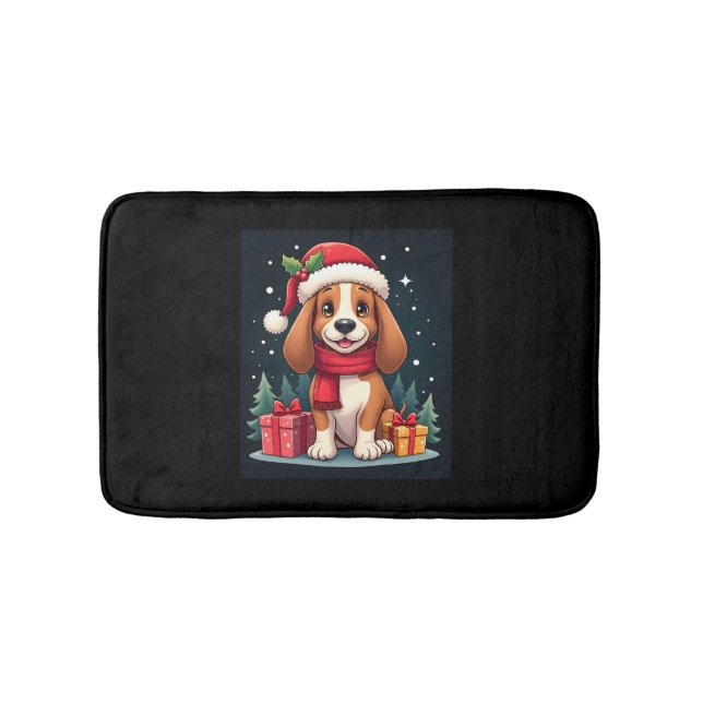 Basset Hound Hund WeihnachtsOutfits Weihnachtsmann Badematte (Vorderseite)