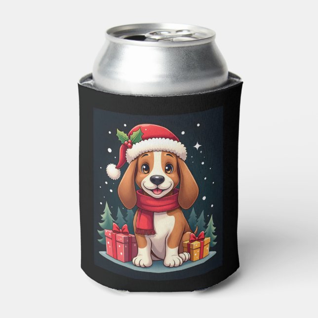 Basset Hound Hund WeihnachtsOutfits Weihnachtsmann Dosenkühler (Kanne Vorderseite)