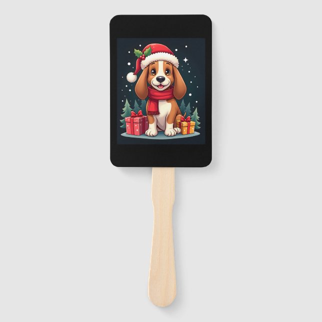 Basset Hound Hund WeihnachtsOutfits Weihnachtsmann Fächer (Vorderseite)