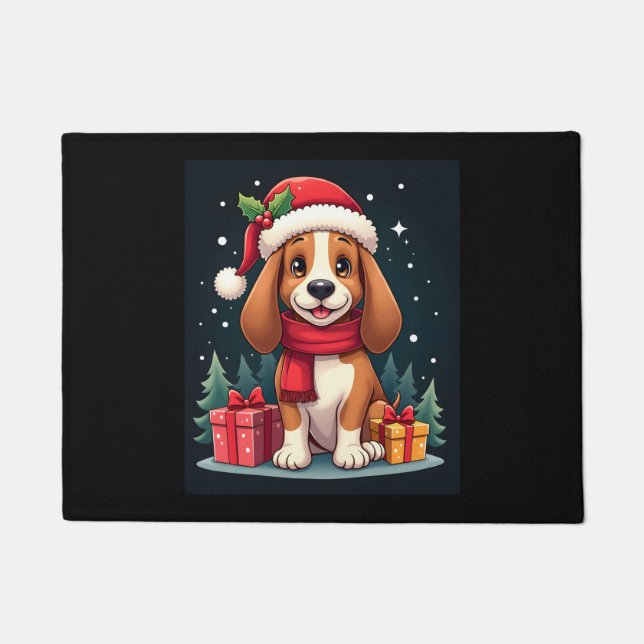 Basset Hound Hund WeihnachtsOutfits Weihnachtsmann Fußmatte (Vorderseite)