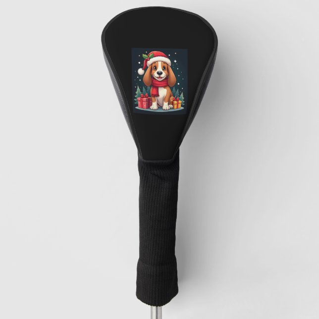 Basset Hound Hund WeihnachtsOutfits Weihnachtsmann Golf Headcover (Vorderseite)
