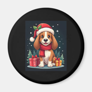 Basset Hound Hund WeihnachtsOutfits Weihnachtsmann Magnet