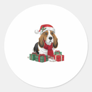 Basset Hound Hund WeihnachtsOutfits Weihnachtsmann Runder Aufkleber