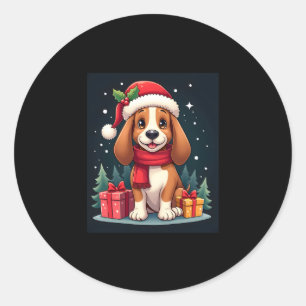 Basset Hound Hund WeihnachtsOutfits Weihnachtsmann Runder Aufkleber