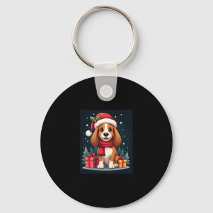 Basset Hound Hund WeihnachtsOutfits Weihnachtsmann Schlüsselanhänger