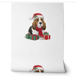 Basset Hound Hund WeihnachtsOutfits Weihnachtsmann Tapete