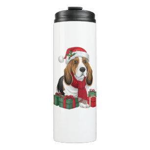Basset Hound Hund WeihnachtsOutfits Weihnachtsmann Thermosbecher