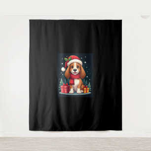 Basset Hound Hund WeihnachtsOutfits Weihnachtsmann Wandteppich