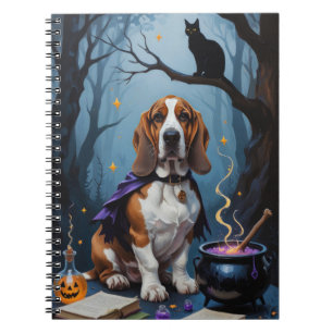 Basset Hound Hund Whimsical Halloween-Malerei Notizblock