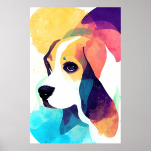 Basset Hound Hund Wildnatur Tierfarbmalerei Poster