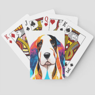 Basset Hound Hund Wildnatur Tierfarbmalerei Spielkarten