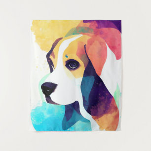 Basset Hound Hund Wildnatur Tierfarbmalerei Wandteppich