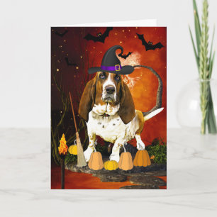 Basset Hound Hund zu Halloween-Kostüm Karte