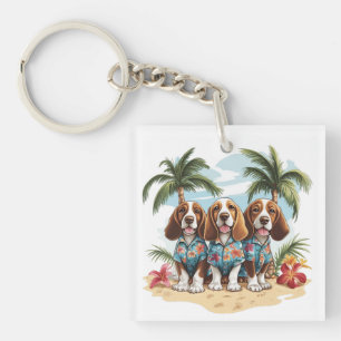 Basset Hound Hunde Hawaiian Hemden Schlüsselanhänger