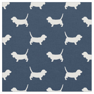 Basset Hound Hunde Marineblauer Silhouette Stoff