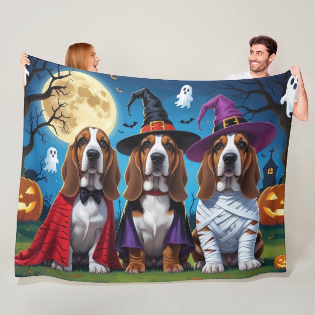 Basset Hound Hunde Pumpkin Halloween Funny Fleecedecke (Beispiel)