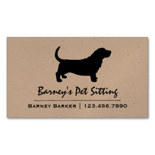 Basset Hound Hunde Rasse Silhouette Magnetische Visitenkarte
