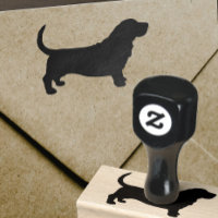 Basset Hound Hunde Silhouette Gummi Briefmarke