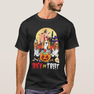 Basset Hound Hunde tanzen Happy Halloween Day Tric T-Shirt