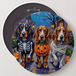 Basset Hound Hunde Trick-or-Treating zu Halloween Button