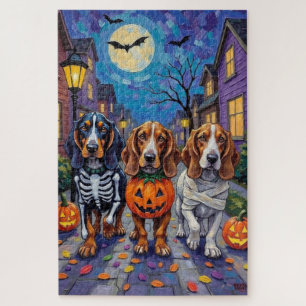 Basset Hound Hunde Trick-or-Treating zu Halloween Puzzle