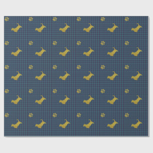 Basset Hound-Hundetatzen-blaues Geschenkpapier