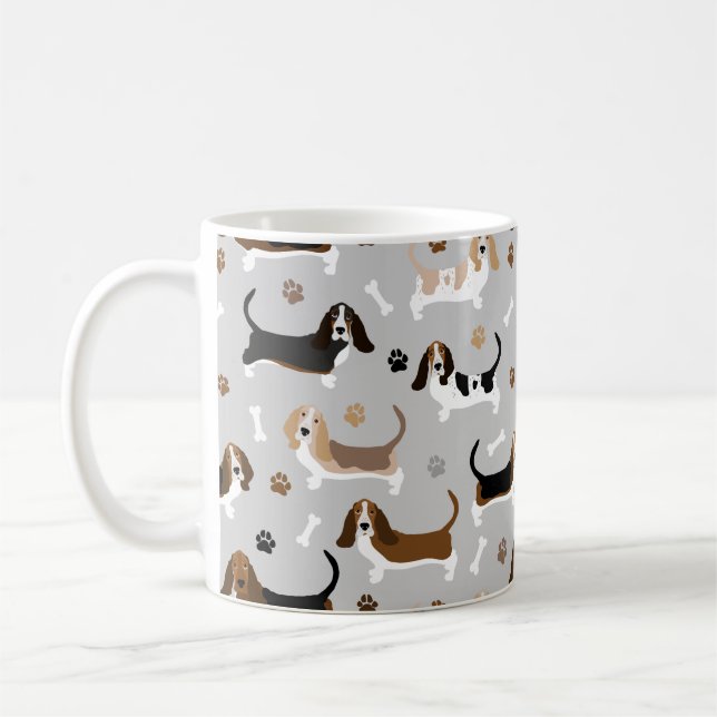 Basset Hound Hundknochen und Paare  Kaffeetasse (Links)