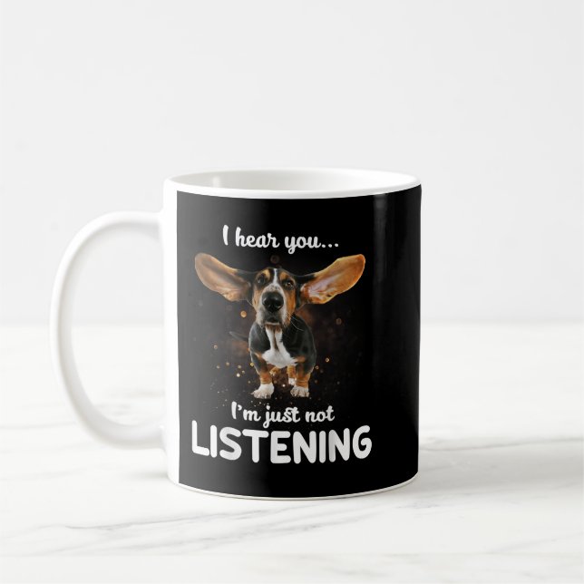 Basset Hound ich höre, dass du nicht hörst Kaffeetasse (Links)