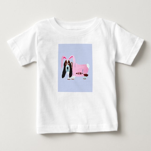 Basset Hound im Hasenkostüm Baby T-shirt (Vorderseite)