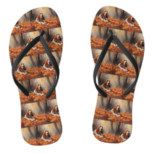 Basset Hound im Herbst Leaves Fall Inspiriert Flip Flops