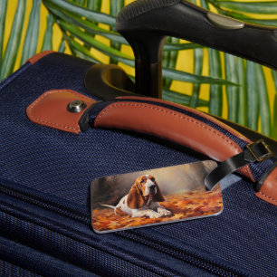 Basset Hound im Herbst Leaves Fall Inspiriert Gepäckanhänger