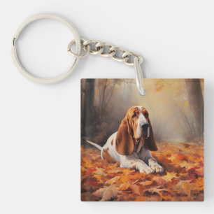 Basset Hound im Herbst Leaves Fall Inspiriert Schlüsselanhänger