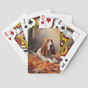 Basset Hound im Herbst Leaves Fall Inspiriert Spielkarten