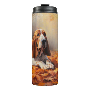 Basset Hound im Herbst Leaves Fall Inspiriert Thermosbecher