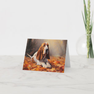 Basset Hound im Herbstlaubfall inspiriert Karte