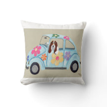 Basset Hound im Hippie-Auto