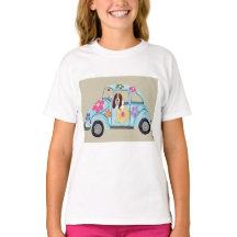 Basset Hound im Hippie-Auto