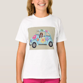 Basset Hound im Hippie-Auto T-Shirt