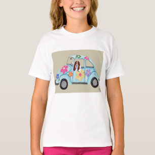 Basset Hound im Hippie-Auto T-Shirt